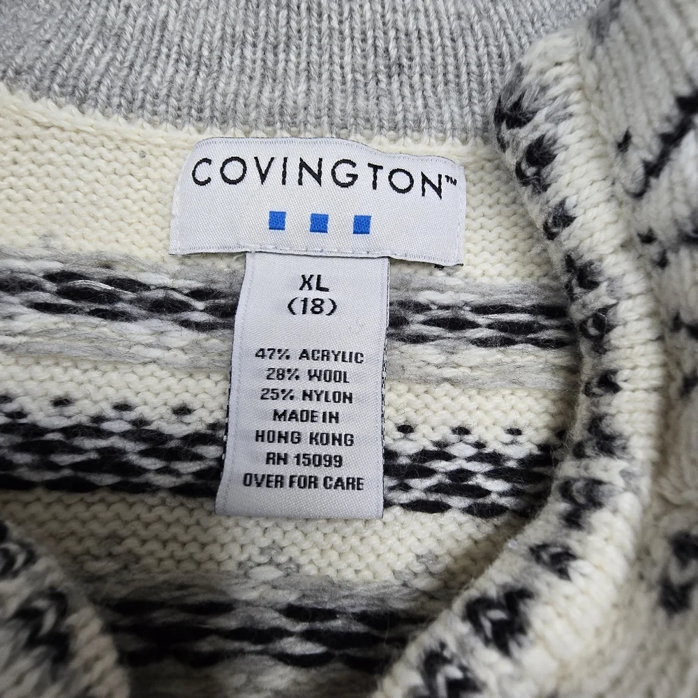 Covington Fair Isle Nordic zip-up sweater jacket